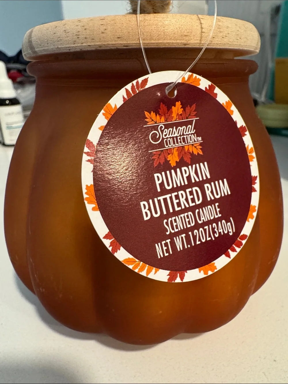 Pumpkin Buttered Rum 12 oz Frosted Glass Candle NEW 🏷️